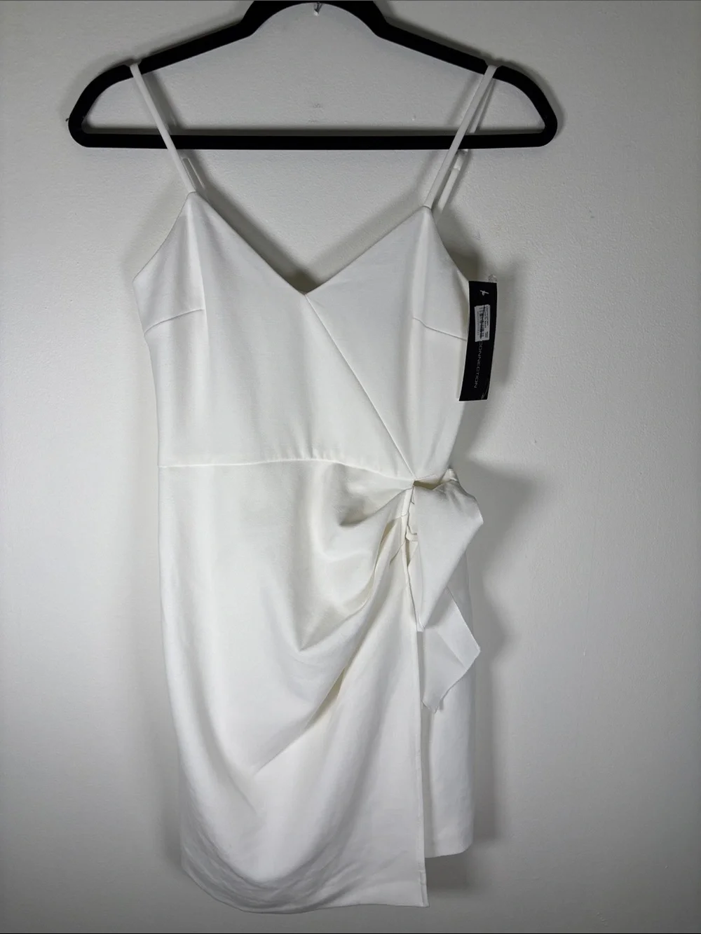french connection whisper bow mini dress Whisper Bow Slit Strappy Mini Dress